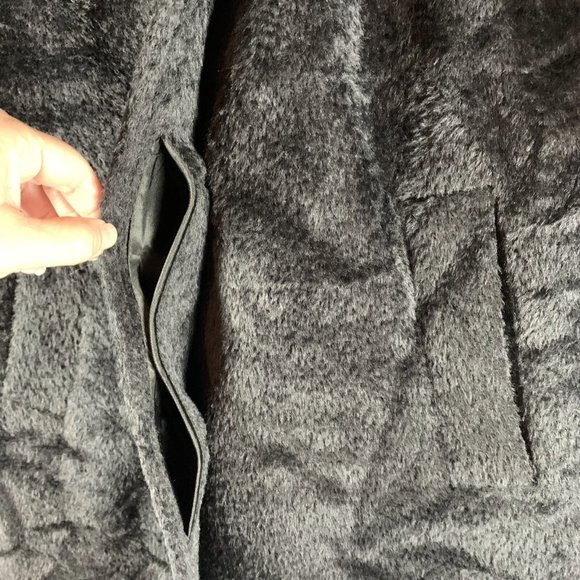 Hiso‎ Shawl Lapel Overcoat Womens Size 2 Black Wool Alpaca Canada Hooded 6362 - Picture 3 of 11